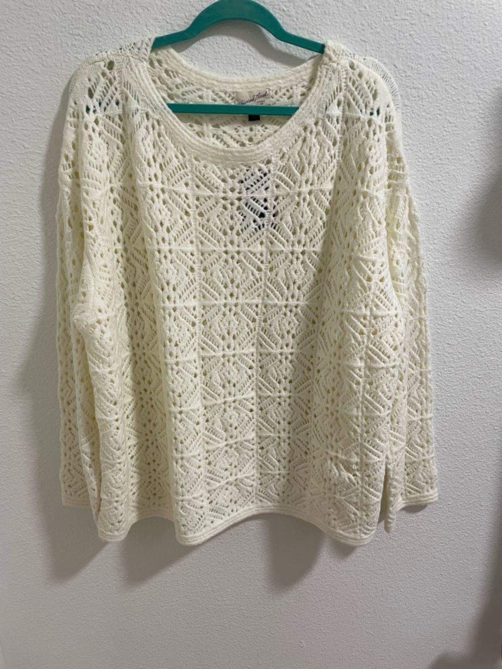 Women's Open-Knit Cream Sweater NEW